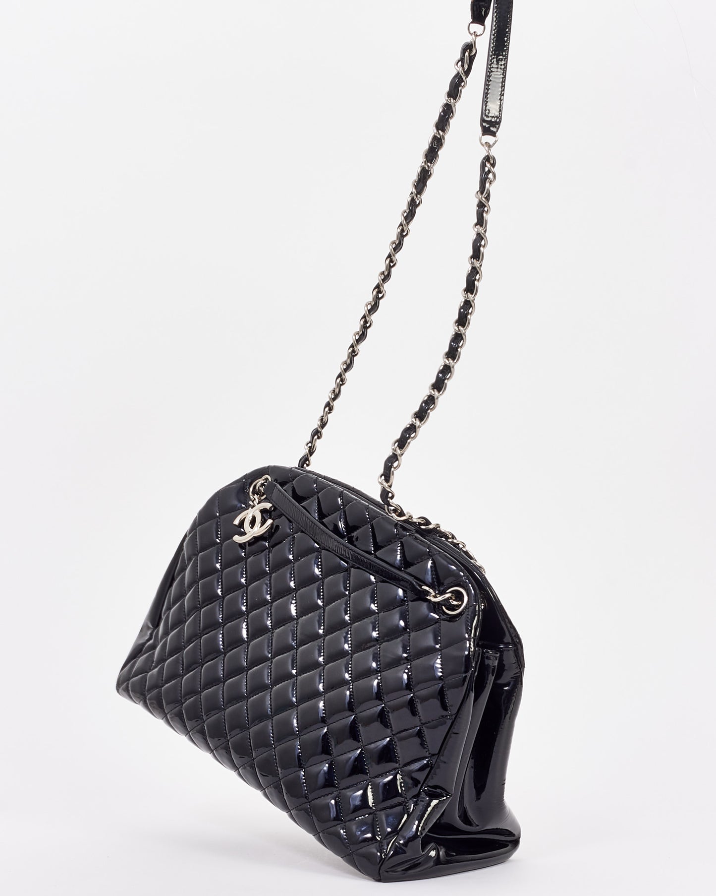 Chanel Black Patent Quilted Leather Mademoiselle Bag