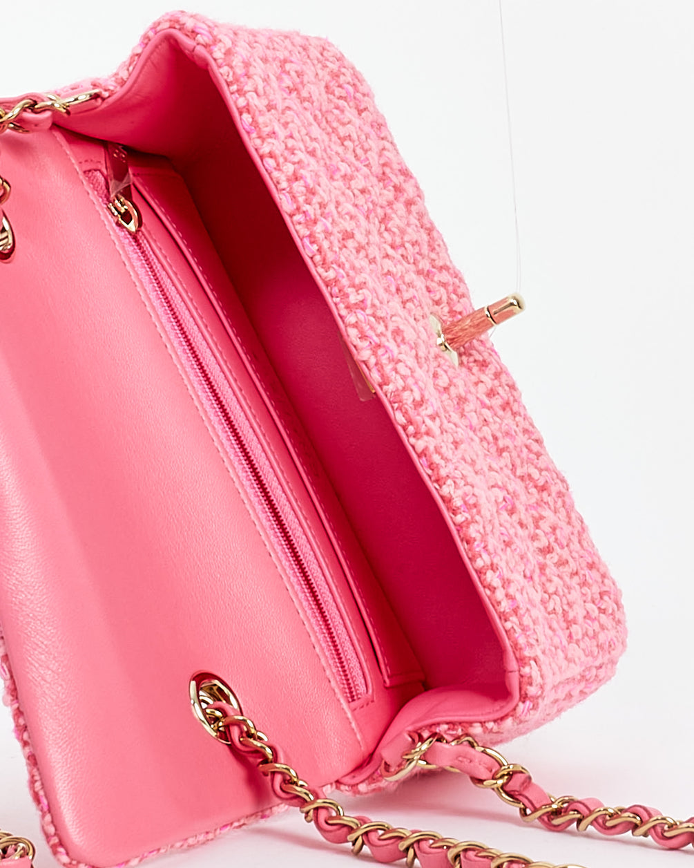 Chanel Pink Classic Tweed Rectangular Mini Flap Bag