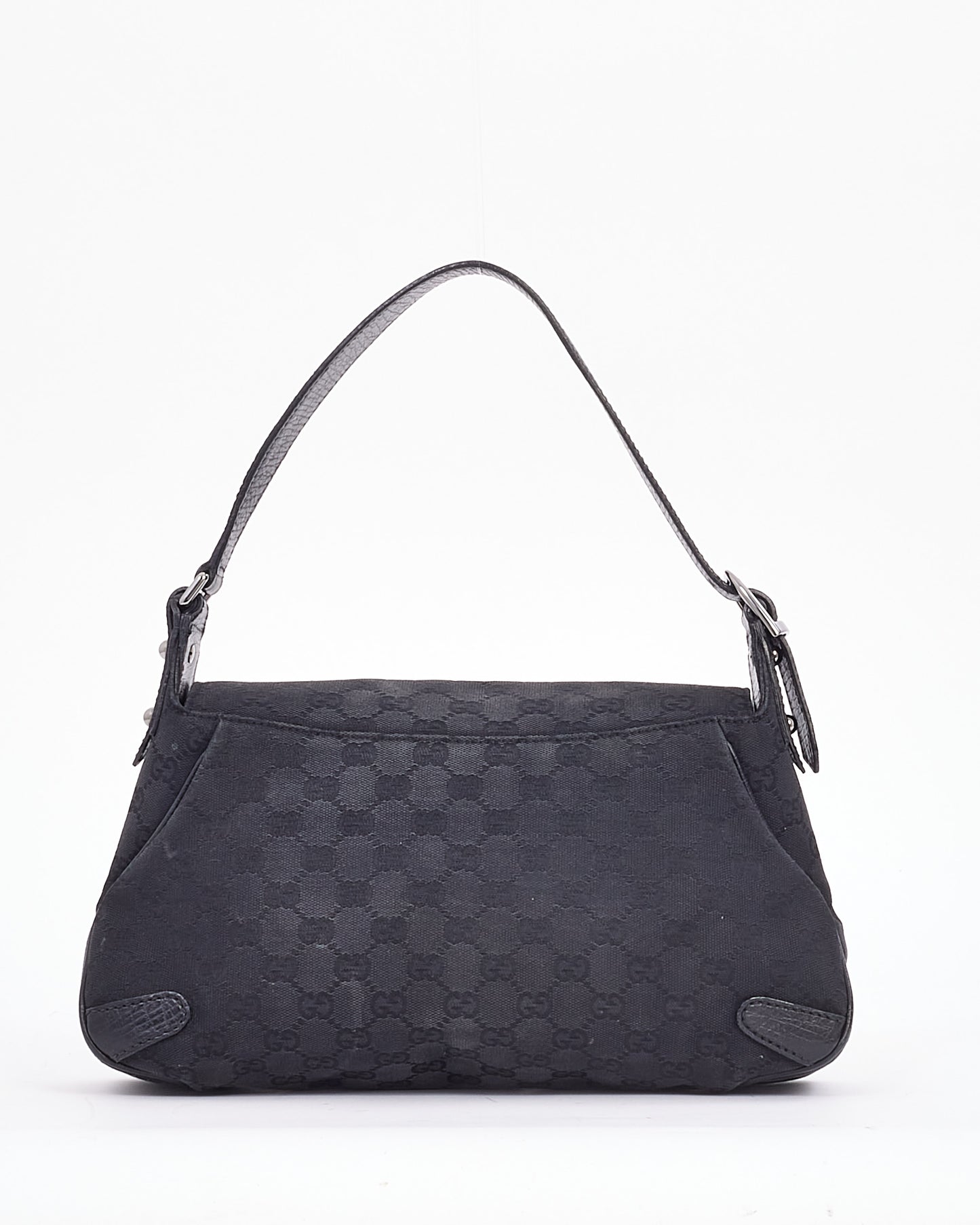 Gucci Black GG Canvas Horsebit Shoulder Bag