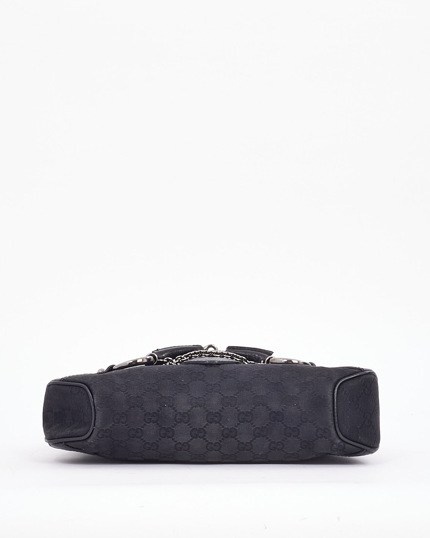 Gucci Black GG Canvas Horsebit Shoulder Bag