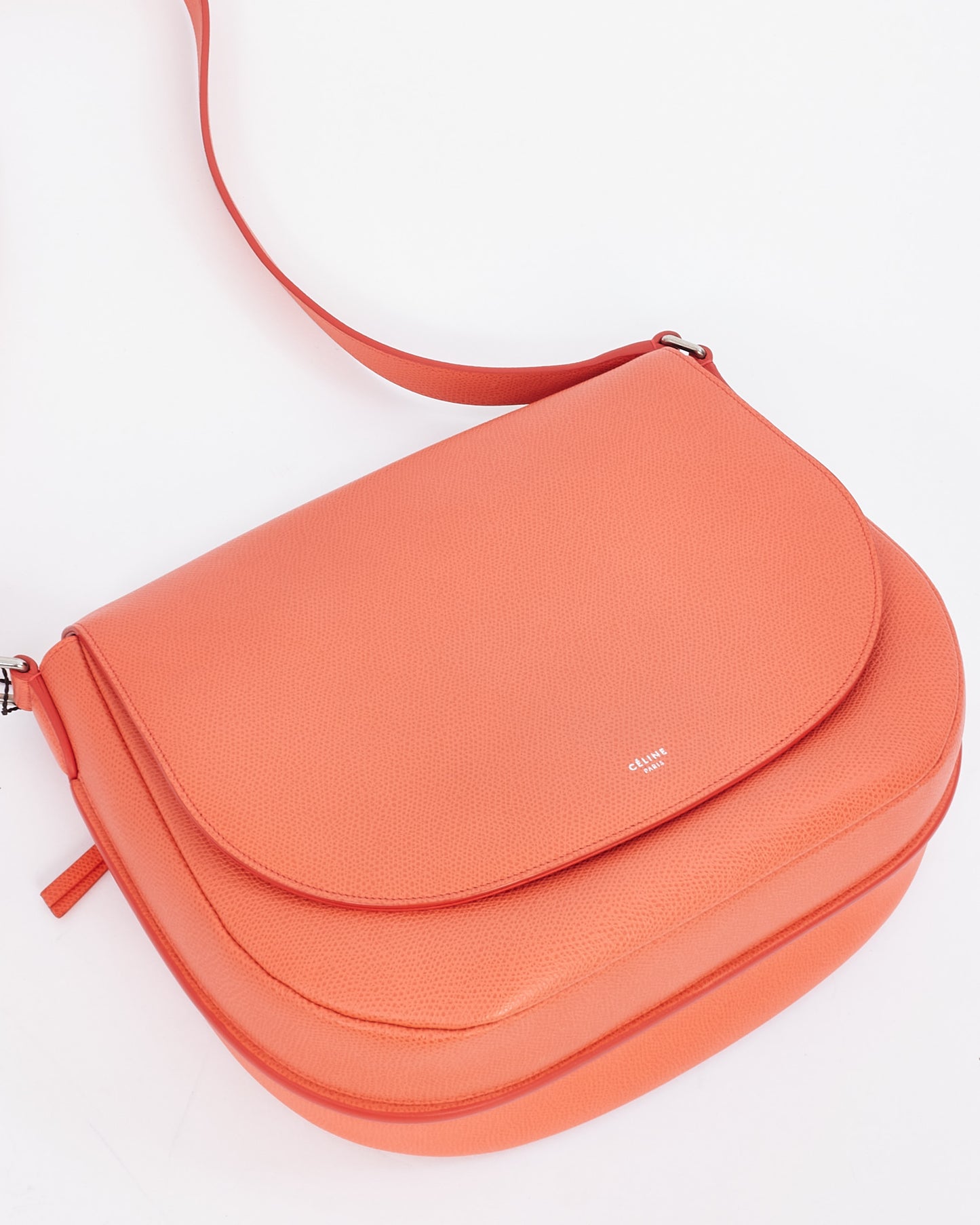 Celine Coral Grained Leather Messenger Trotteur Bag