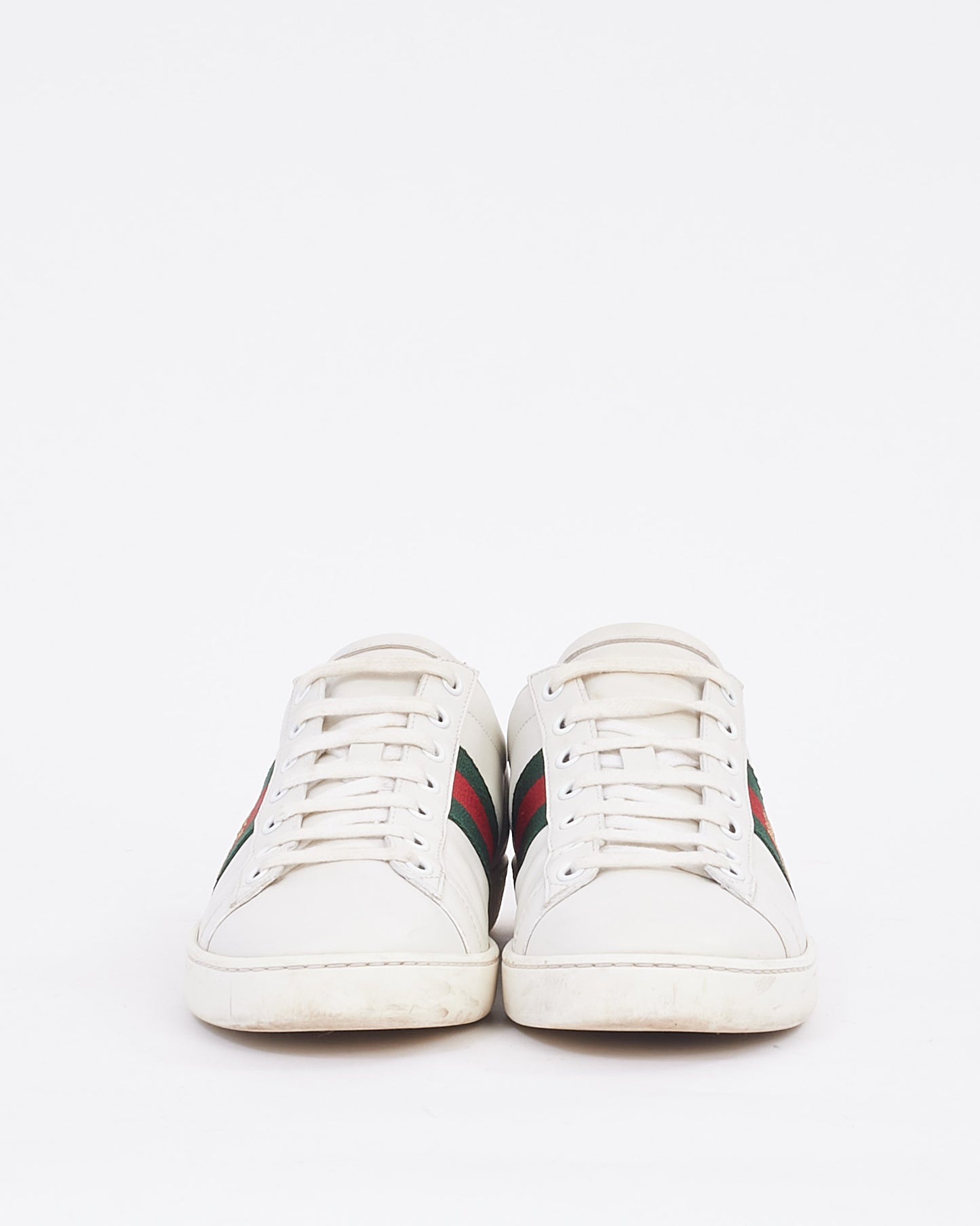 Gucci White Leather Ace Bee Low Top Sneakers - 37.5