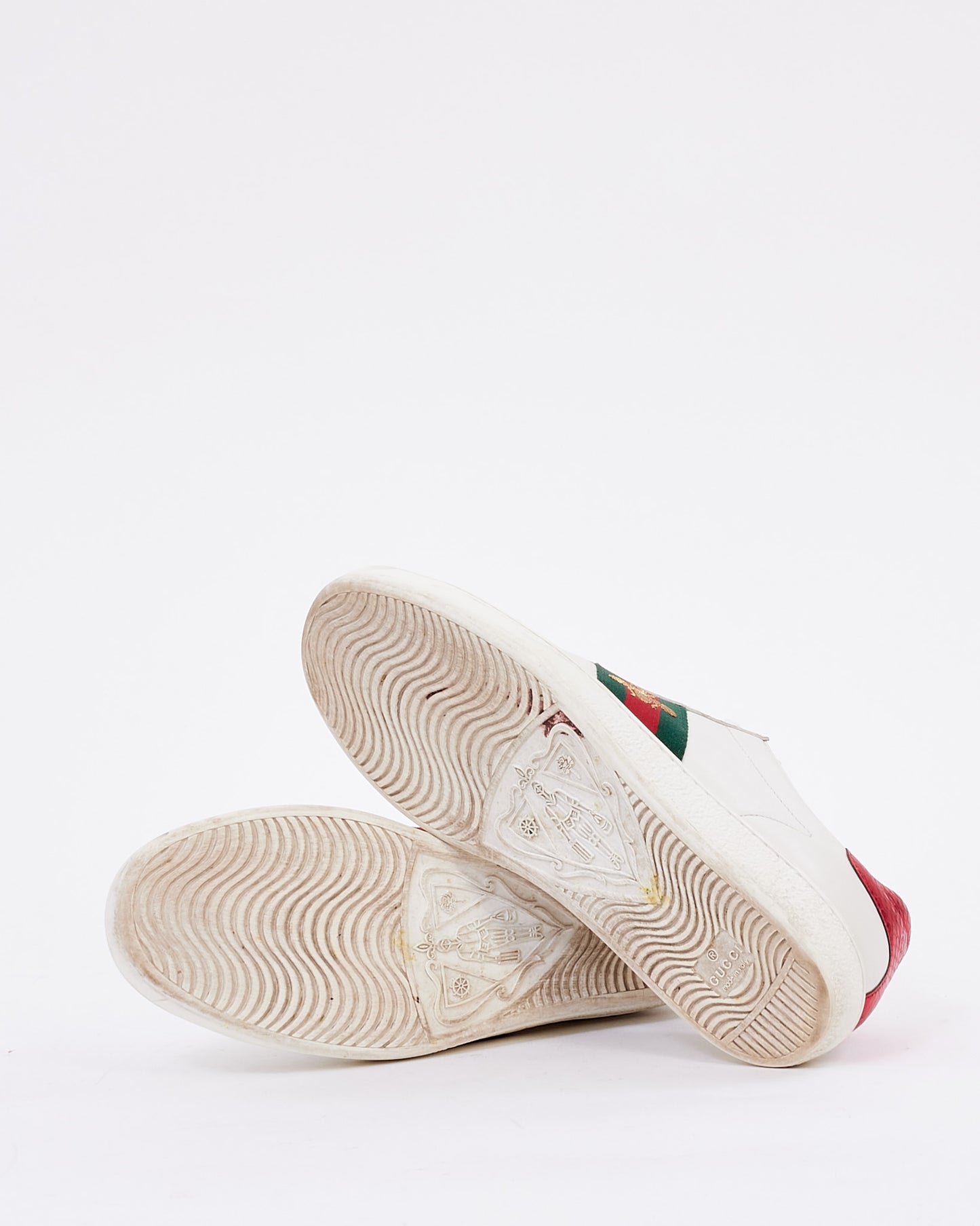 Gucci White Leather Ace Bee Low Top Sneakers - 37.5