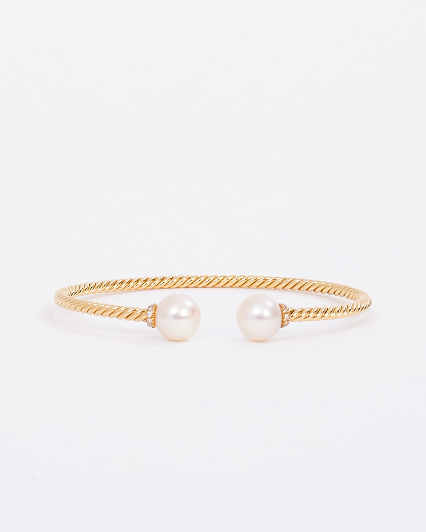 David Yurman Gold Petite Solari Pearl with Pavé Diamonds Bracelet - M