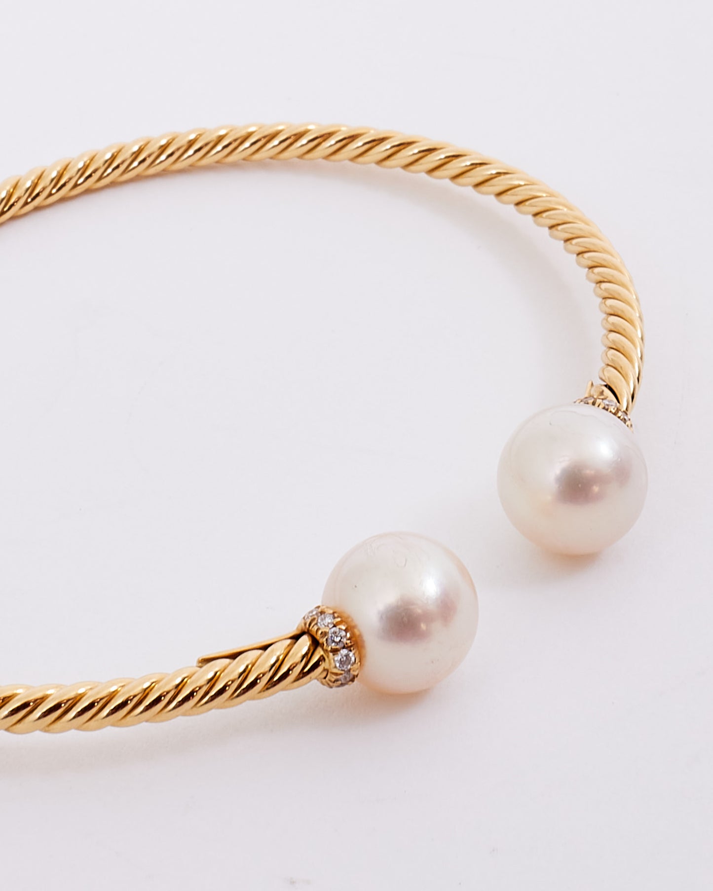 David Yurman Gold Petite Solari Pearl with Pavé Diamonds Bracelet - M