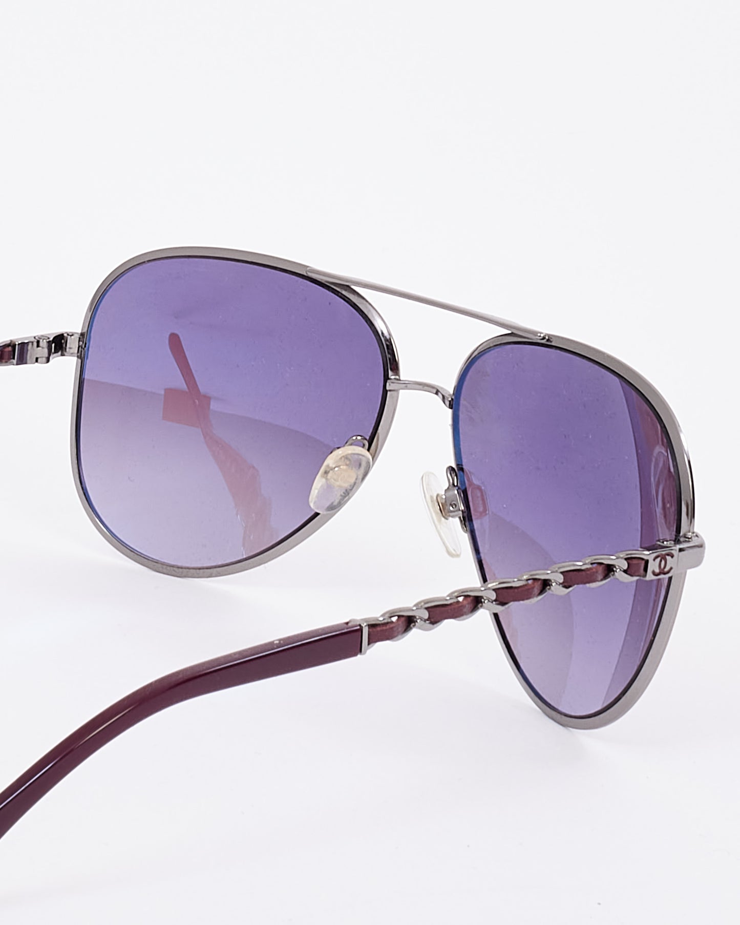 Lunettes de soleil Chanel Aviator en métal violet 4194- Q