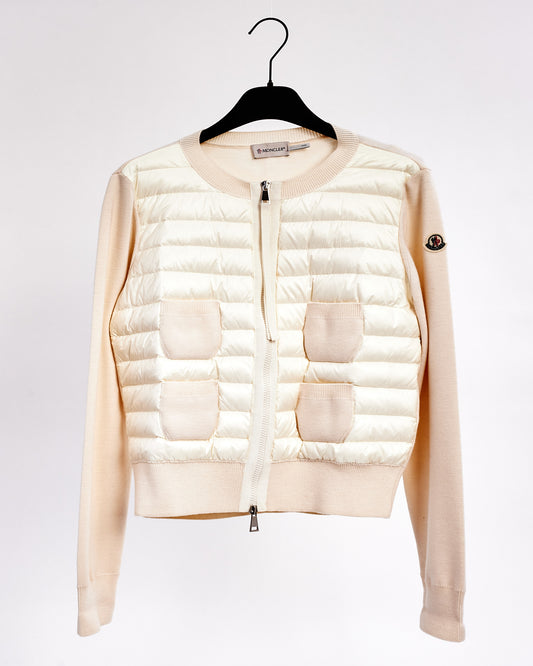 Moncler Cream Wool Padded Cardigan - S