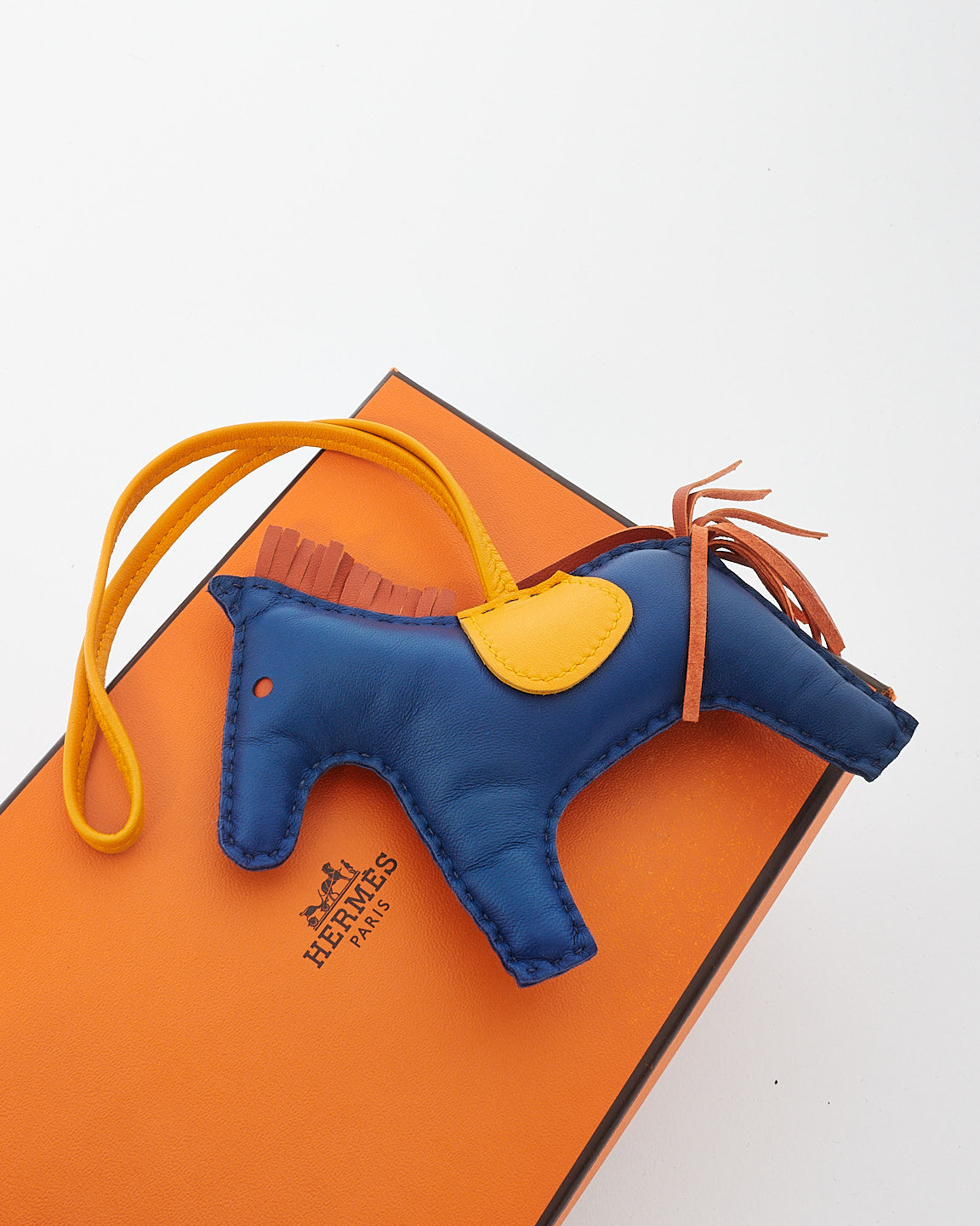 Hermès Navy & Yellow Leather GM Rodeo Charm