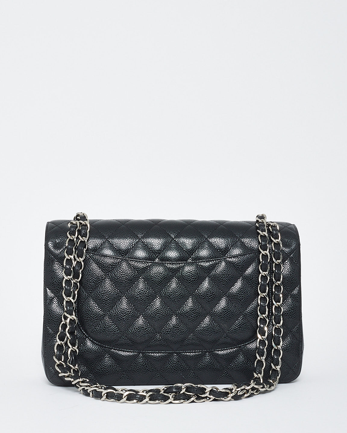 Chanel Black Caviar Leather Jumbo Classic Double Flap Bag with SHW