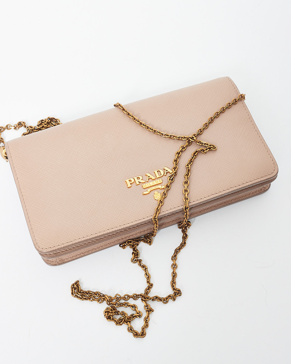 Prada Blush Pink Daino Leather Wallet on Chain Bag