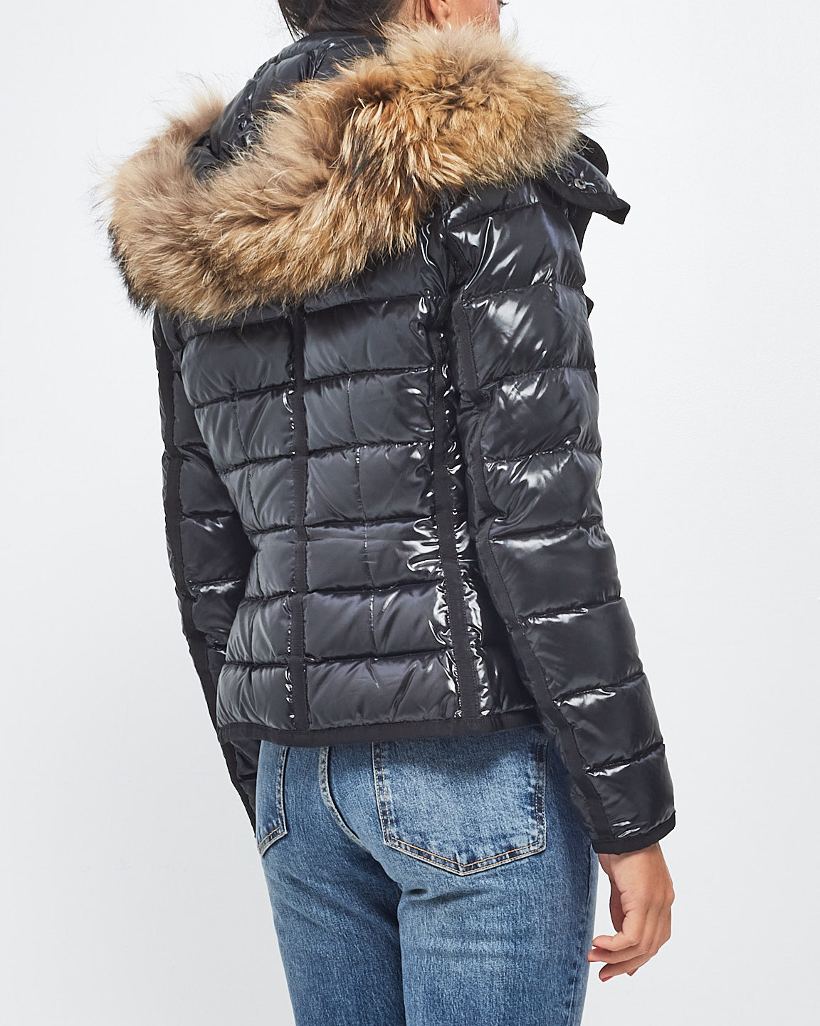 Moncler Black Down Badyf Fur Hood Puffer Jacket - XS