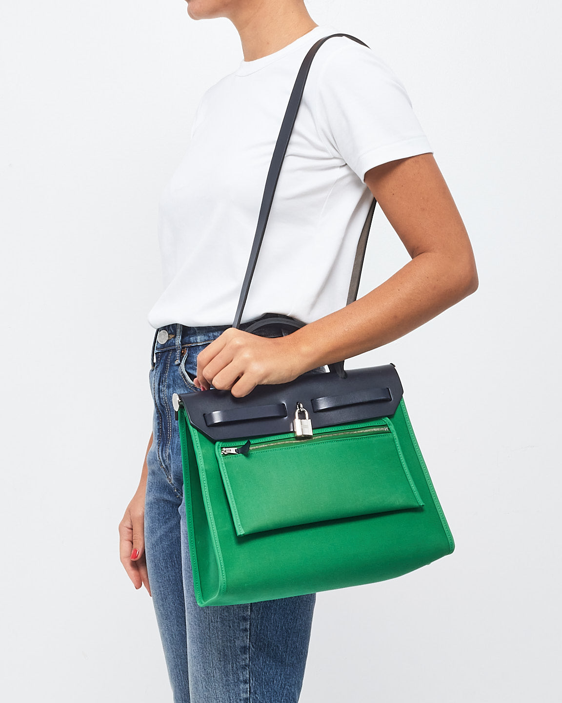 Hermès Green Canvas Toile Herbag 31 Zip Tote