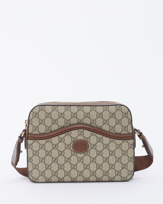 Gucci Brown GG Supreme Canvas Interlocking G Messenger Bag