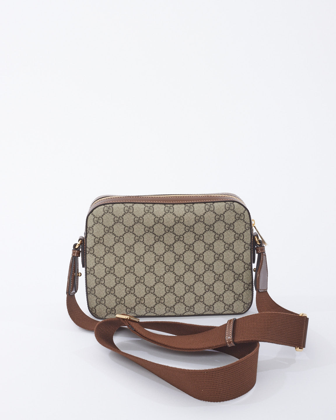 Gucci Brown GG Supreme Canvas Interlocking G Messenger Bag