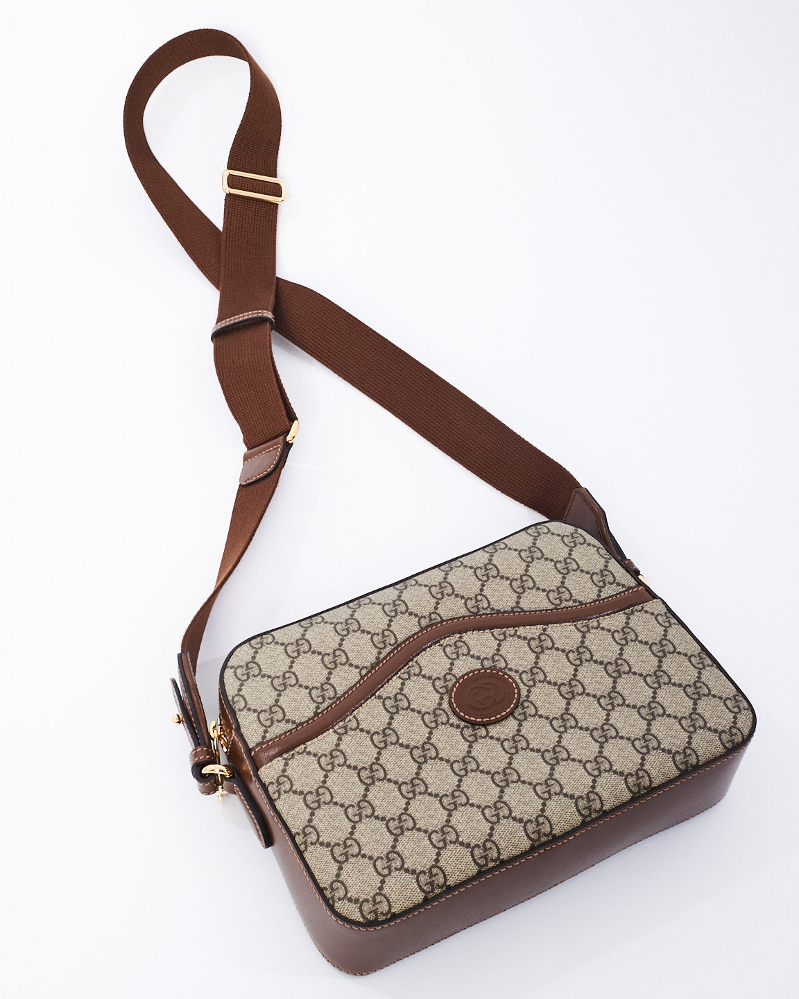 Gucci Brown GG Supreme Canvas Interlocking G Messenger Bag