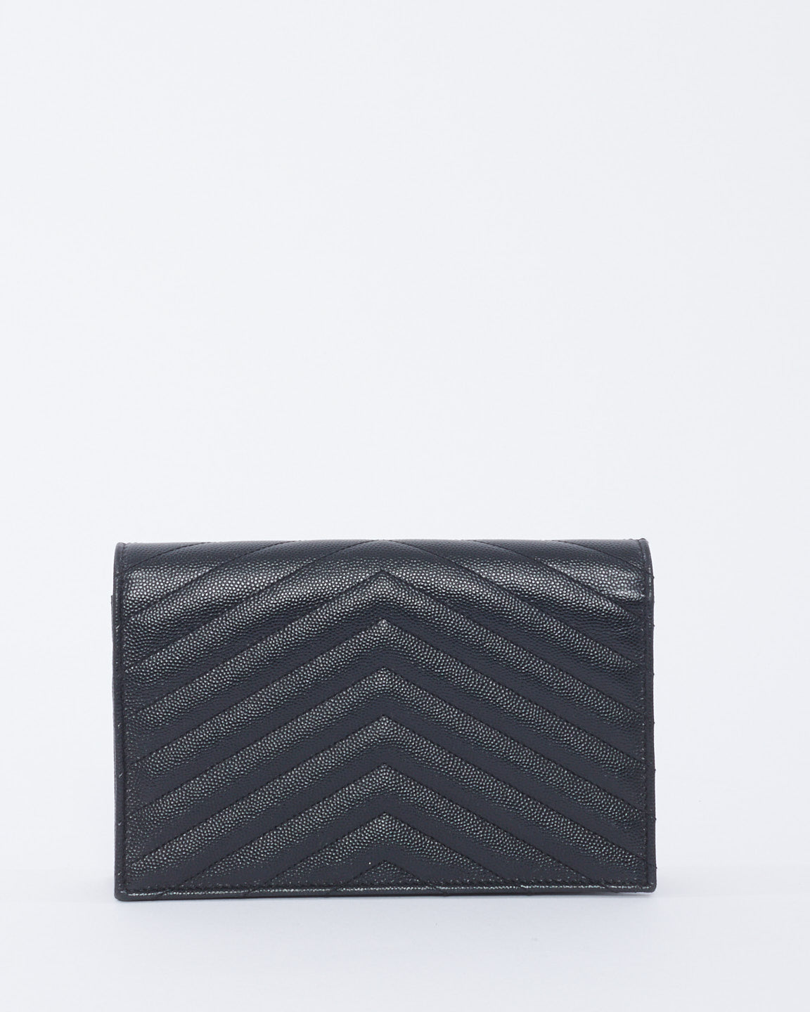 Saint Laurent Black Grained Leather Cassandra Envelope Wallet on Chain Bag