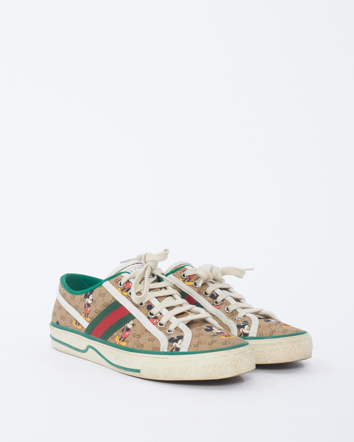 Gucci x Disney Brown Canvas 1977 Tennis Low Top Sneakers - 39