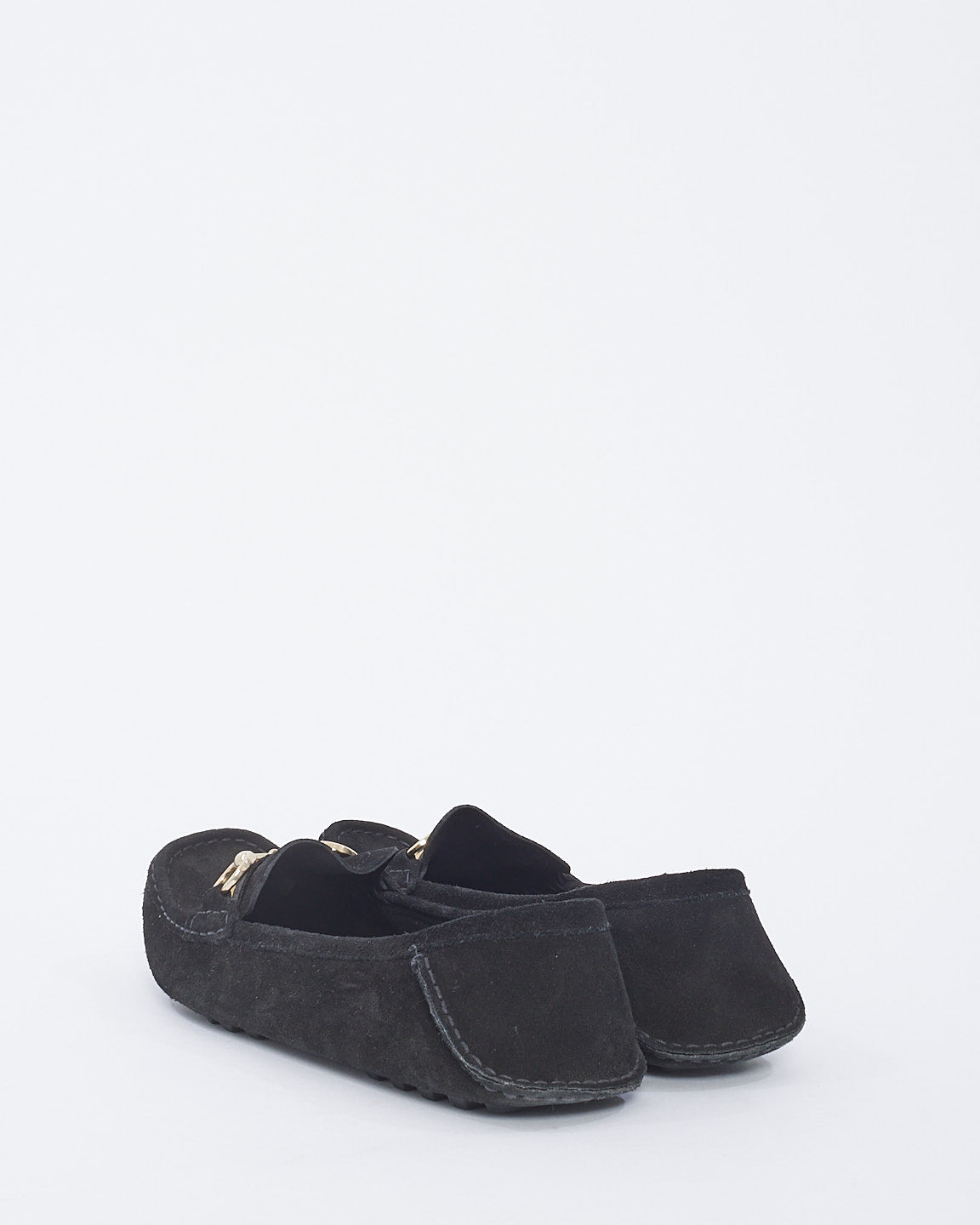 Gucci Black Suede Horsebit Moccasin Loafers - 10