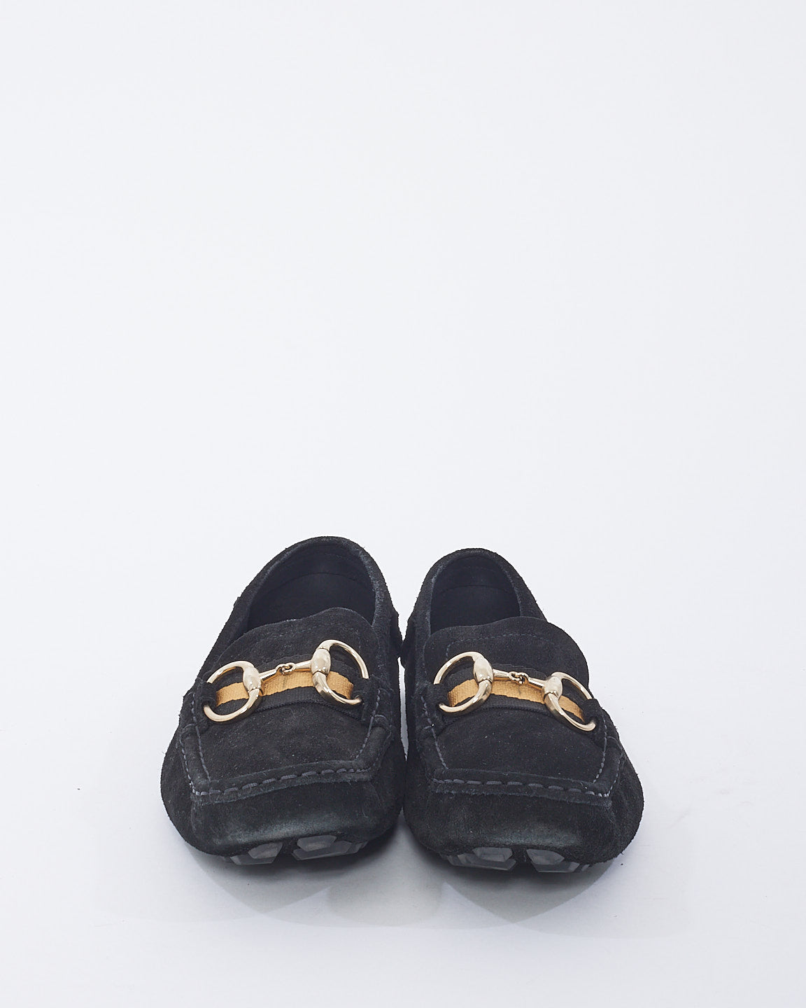 Gucci Black Suede Horsebit Moccasin Loafers - 10