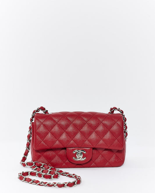 Chanel Red Caviar Quilted Mini Rectangular Classic Flap Bag