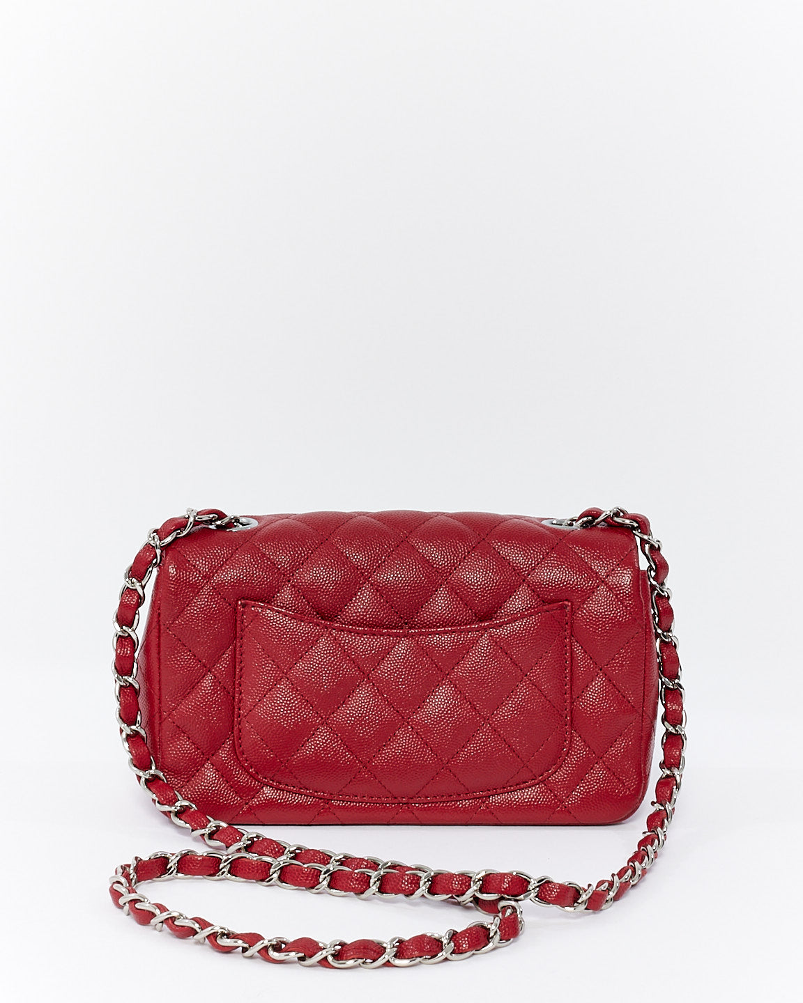 Chanel Red Caviar Quilted Mini Rectangular Classic Flap Bag