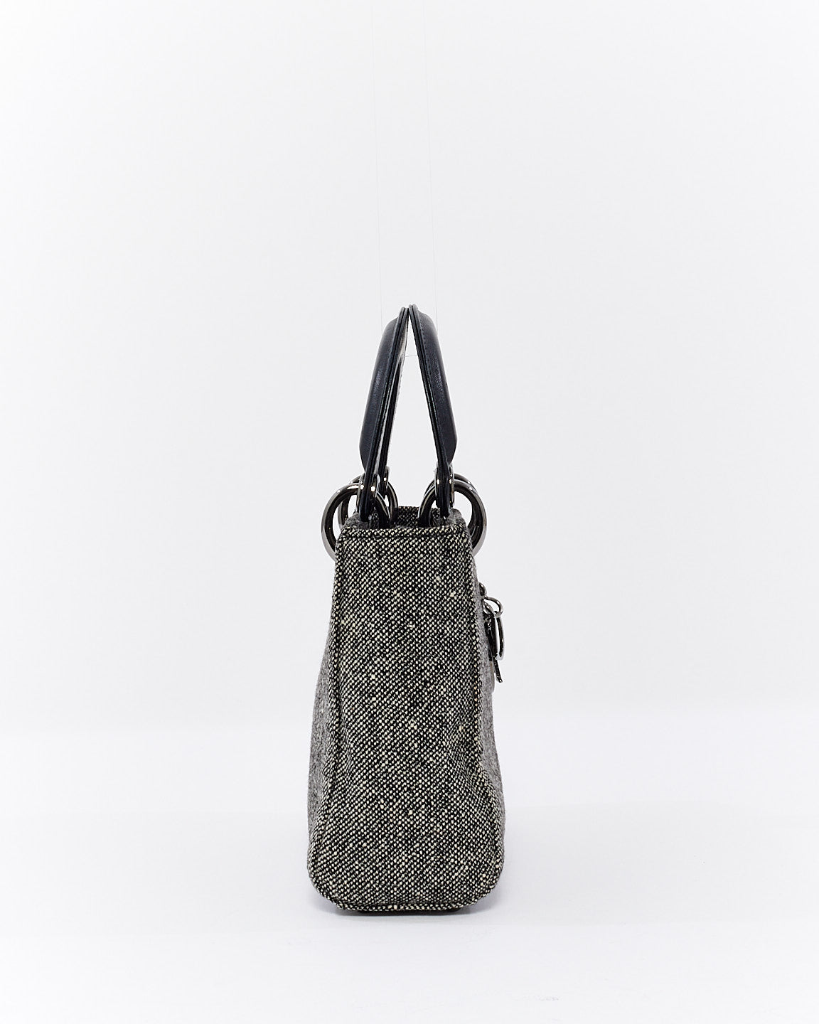 Dior Vintage Black Tweed Mini Lady Dior Tote - NO STRAP