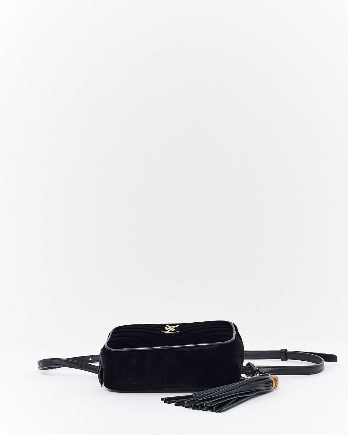 Saint Laurent Black Velvet Matelassé Monogram Lou Belt Bag