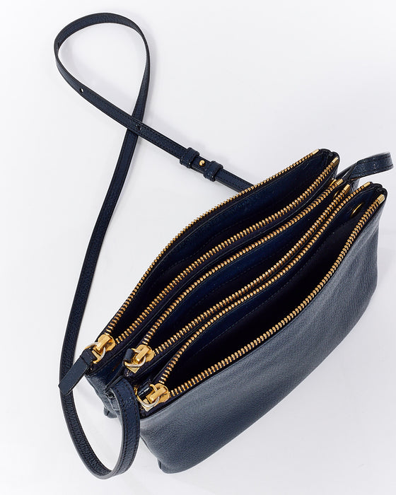 Trio leather crossbody bag Celine Blue in Leather - 36570397