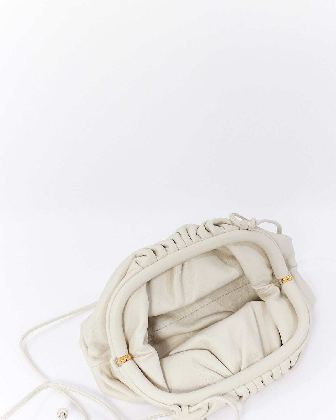 Bottega Veneta White (Chalk) Mini Pouch Clutch Crossbody