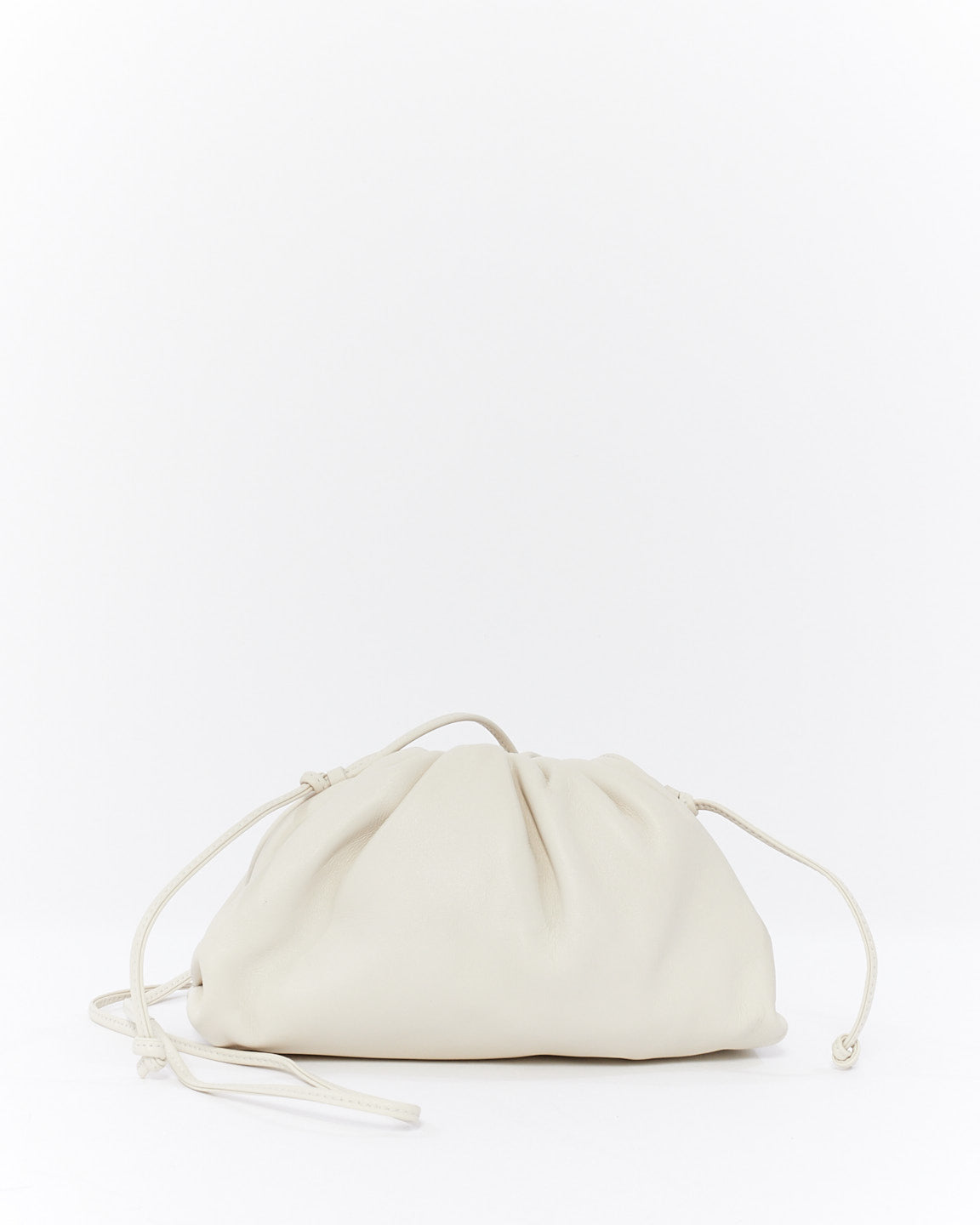 Bottega Veneta White (Chalk) Mini Pouch Clutch Crossbody