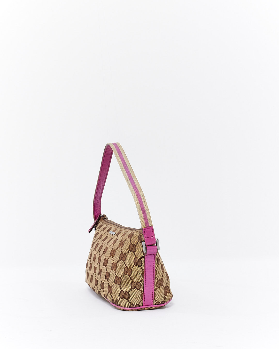 Gucci Pink Brown GG Monogram Canvas Boat Pochette