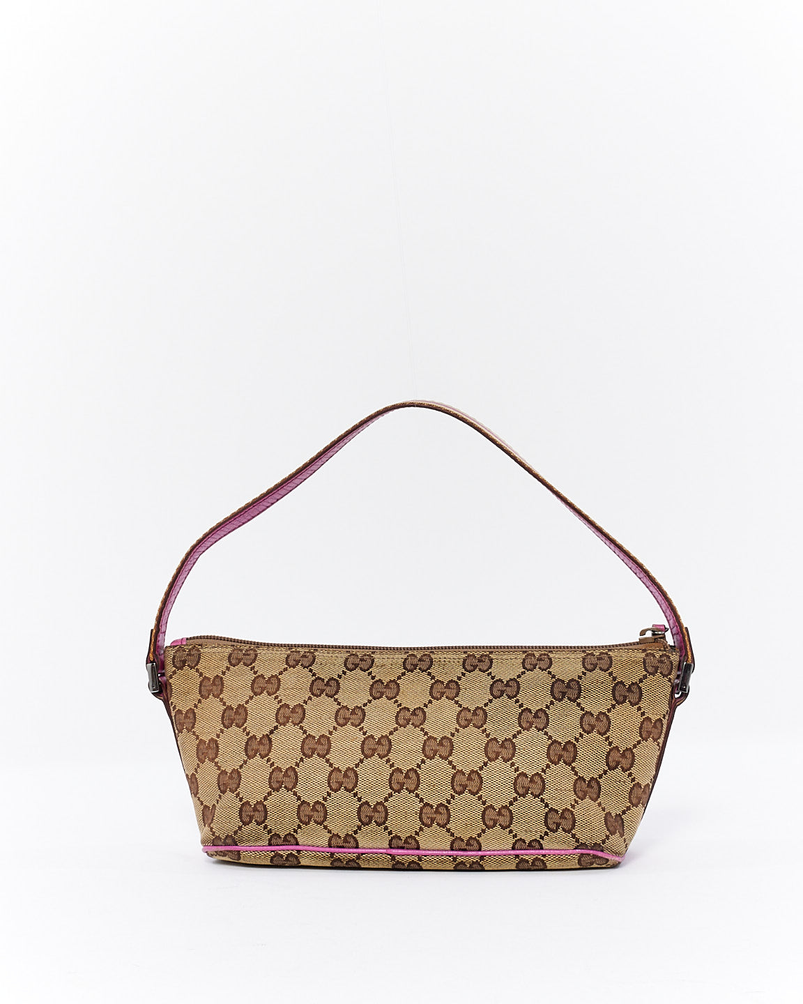 Gucci Pink Brown GG Monogram Canvas Boat Pochette