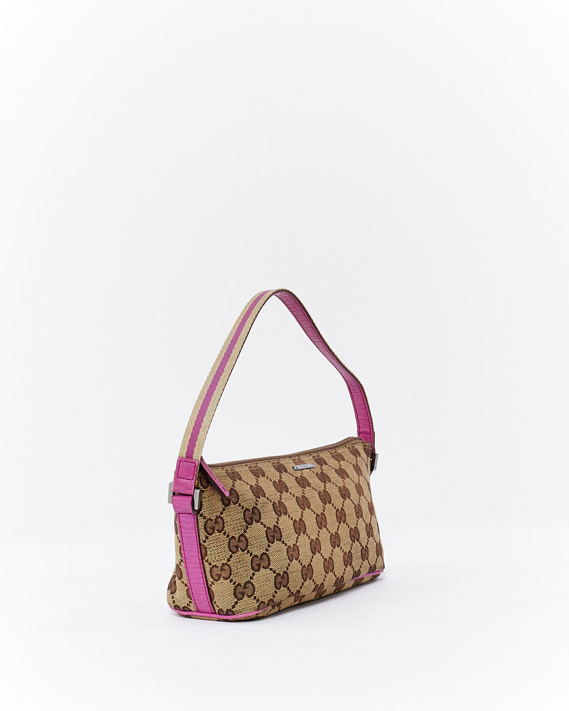 Gucci Pink Brown GG Monogram Canvas Boat Pochette