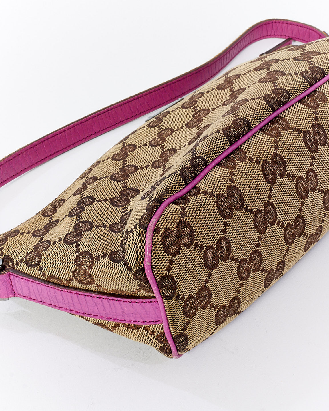 Gucci Pink Brown GG Monogram Canvas Boat Pochette