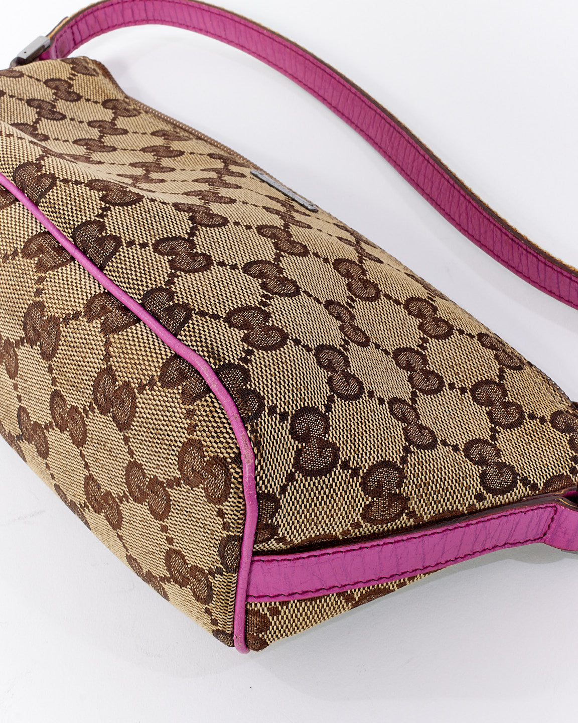 Gucci Pink Brown GG Monogram Canvas Boat Pochette