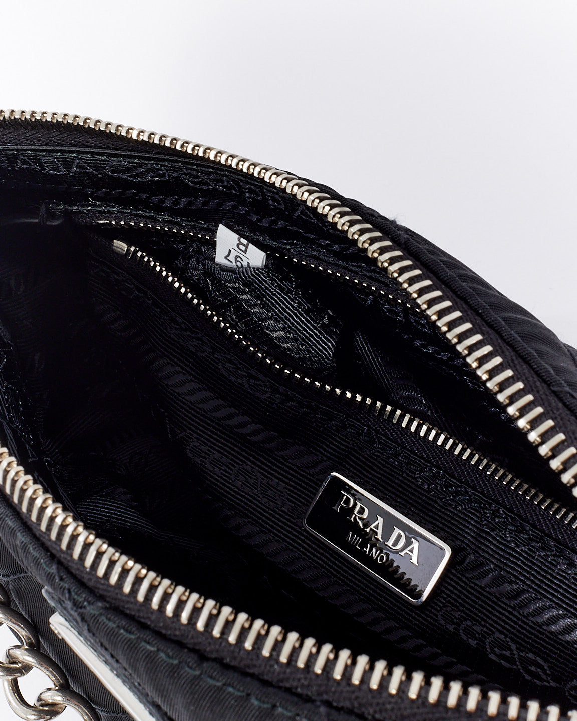 Prada Black Tessuto Nylon Quilted Chain Crossbody Bag