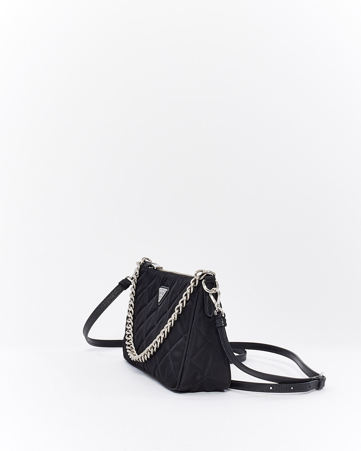 Prada Black Tessuto Nylon Quilted Chain Crossbody Bag