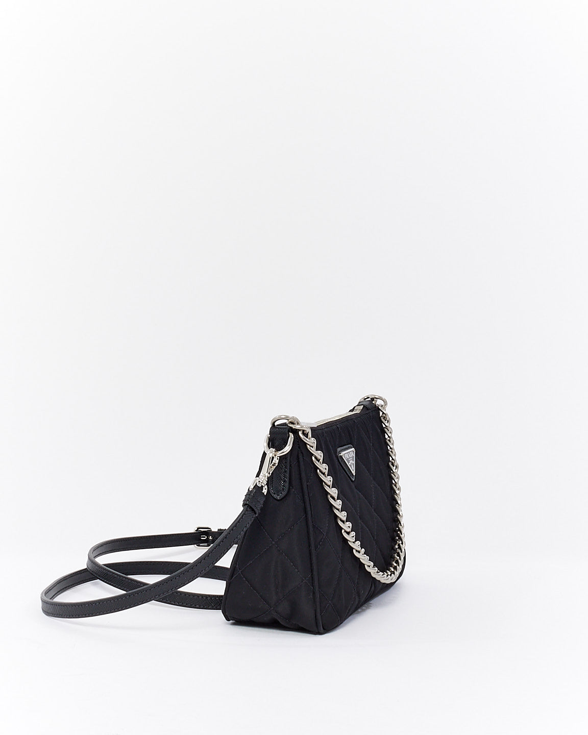 Prada Black Tessuto Nylon Quilted Chain Crossbody Bag