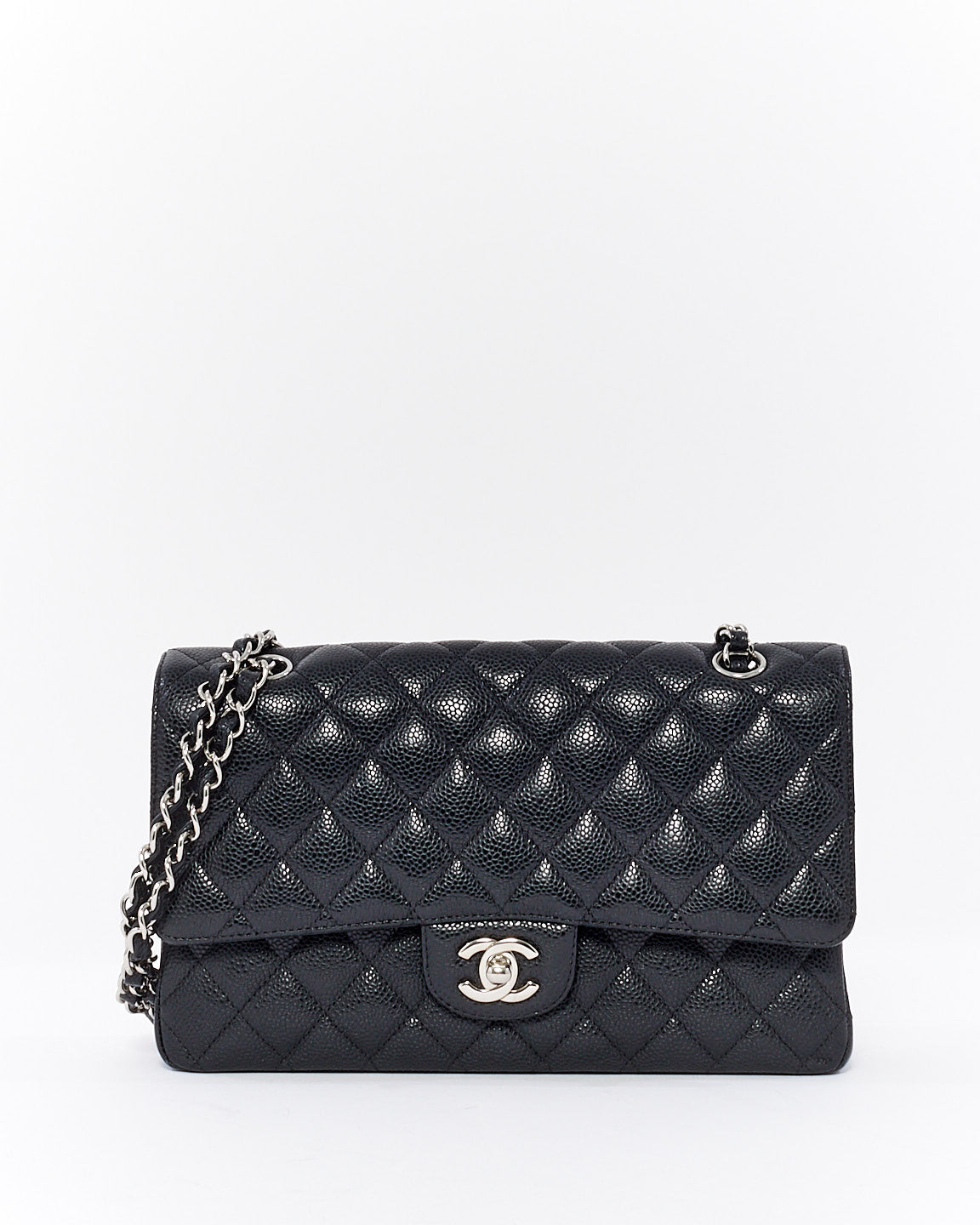 Chanel Black Leather Caviar Medium Classic Double Flap Bag