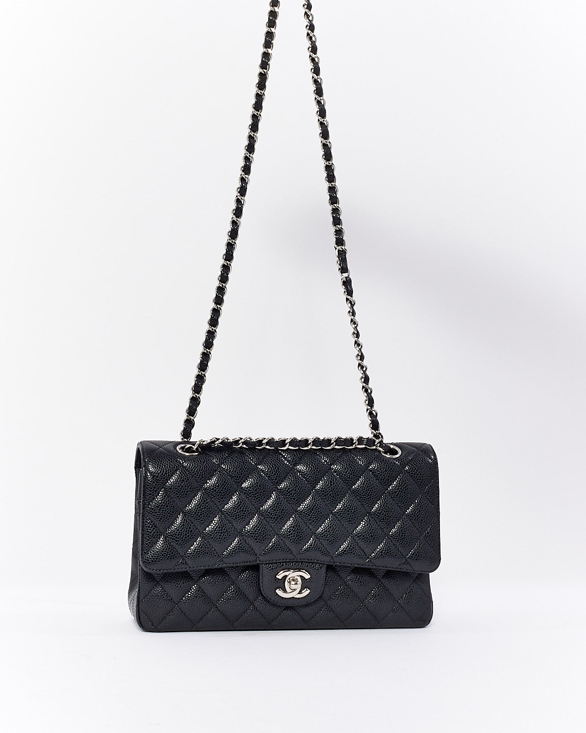 Chanel Black Leather Caviar Medium Classic Double Flap Bag