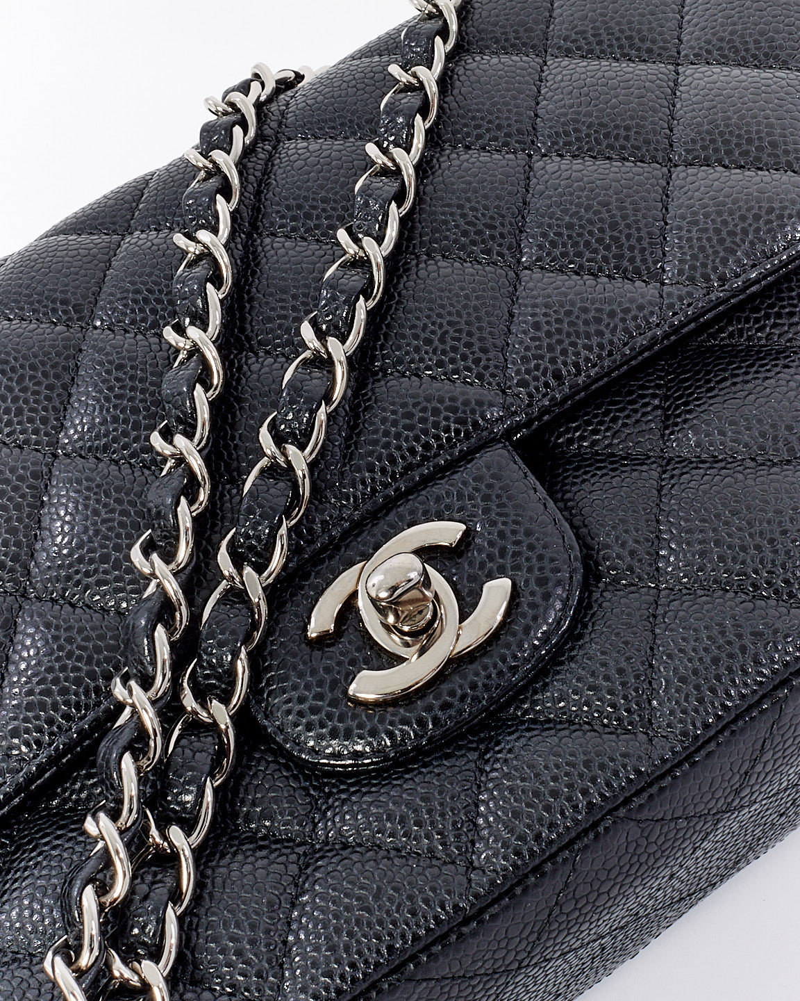 Chanel Black Leather Caviar Medium Classic Double Flap Bag