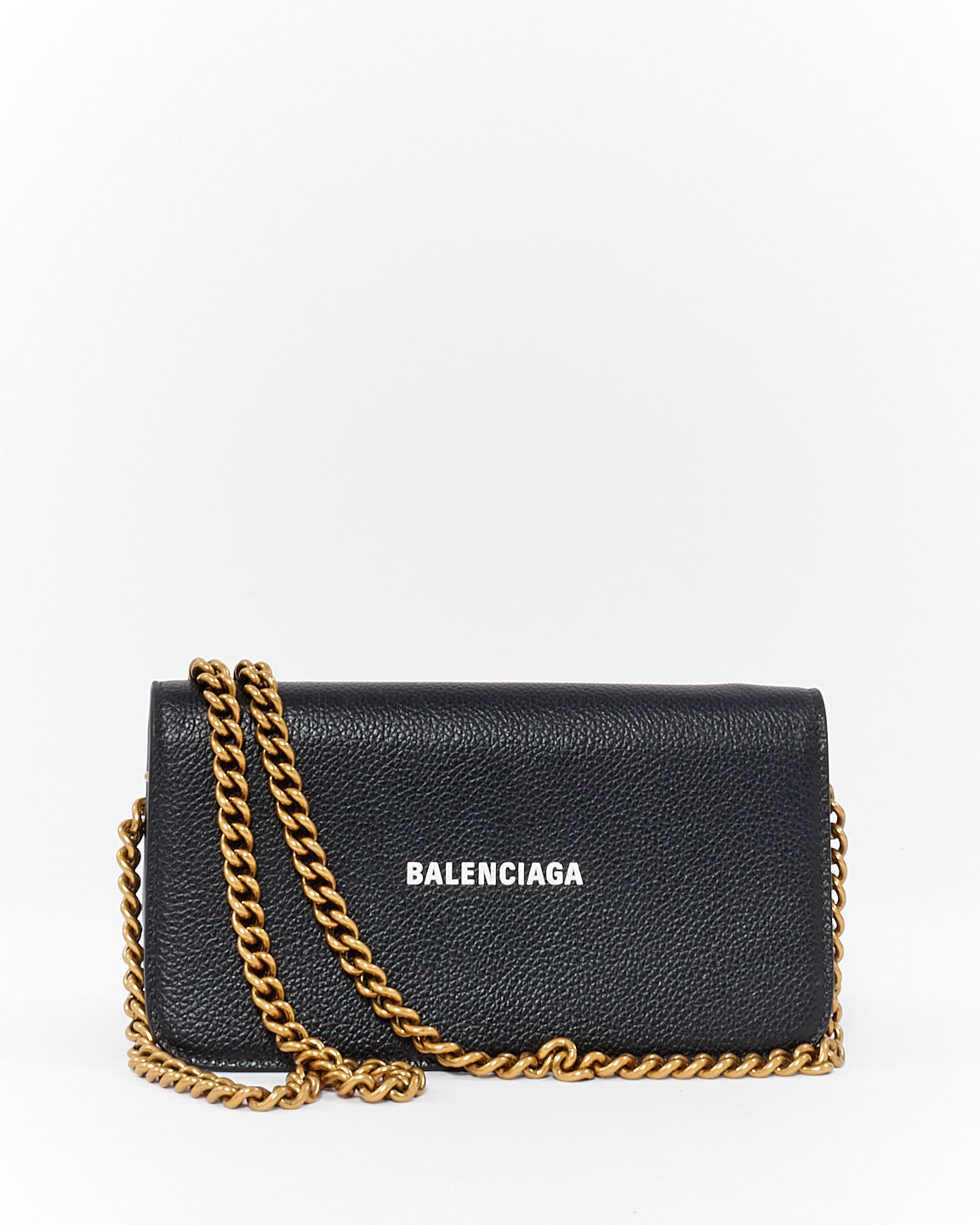 Balenciaga Black Leather Cash Phone Case Crossbody Bag