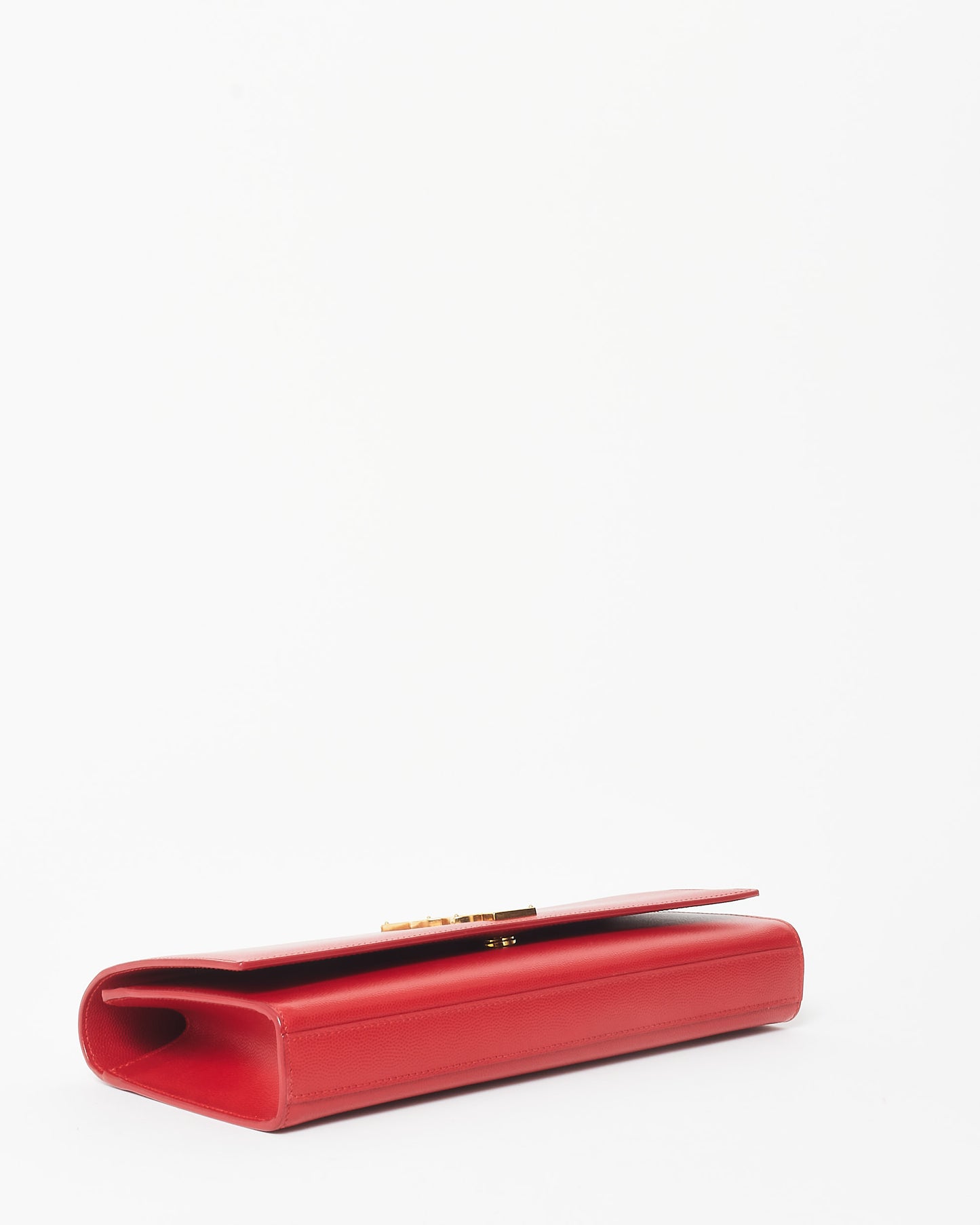 Saint Laurent Red Grained Leather Kate Clutch GHW