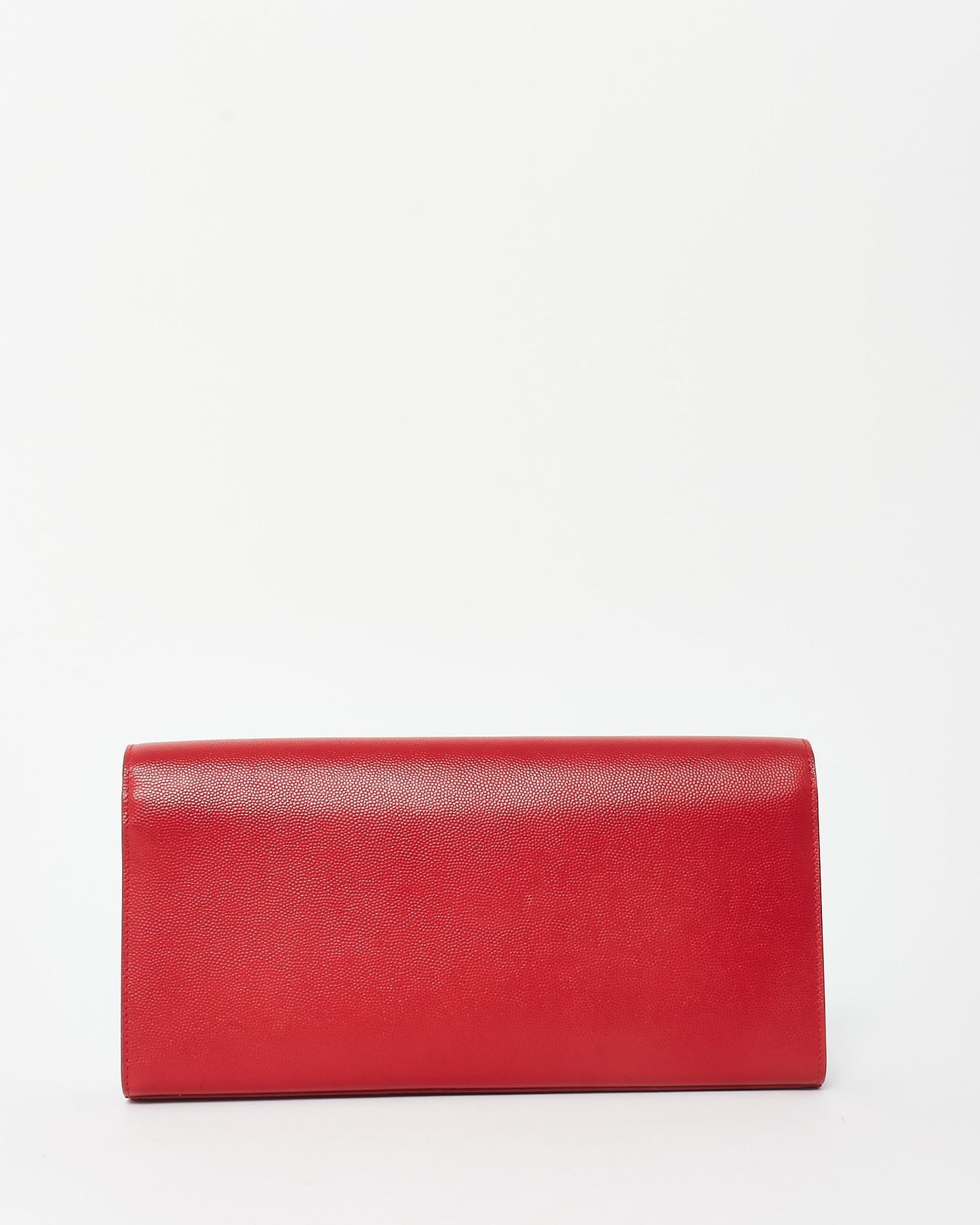 Saint Laurent Red Grained Leather Kate Clutch GHW