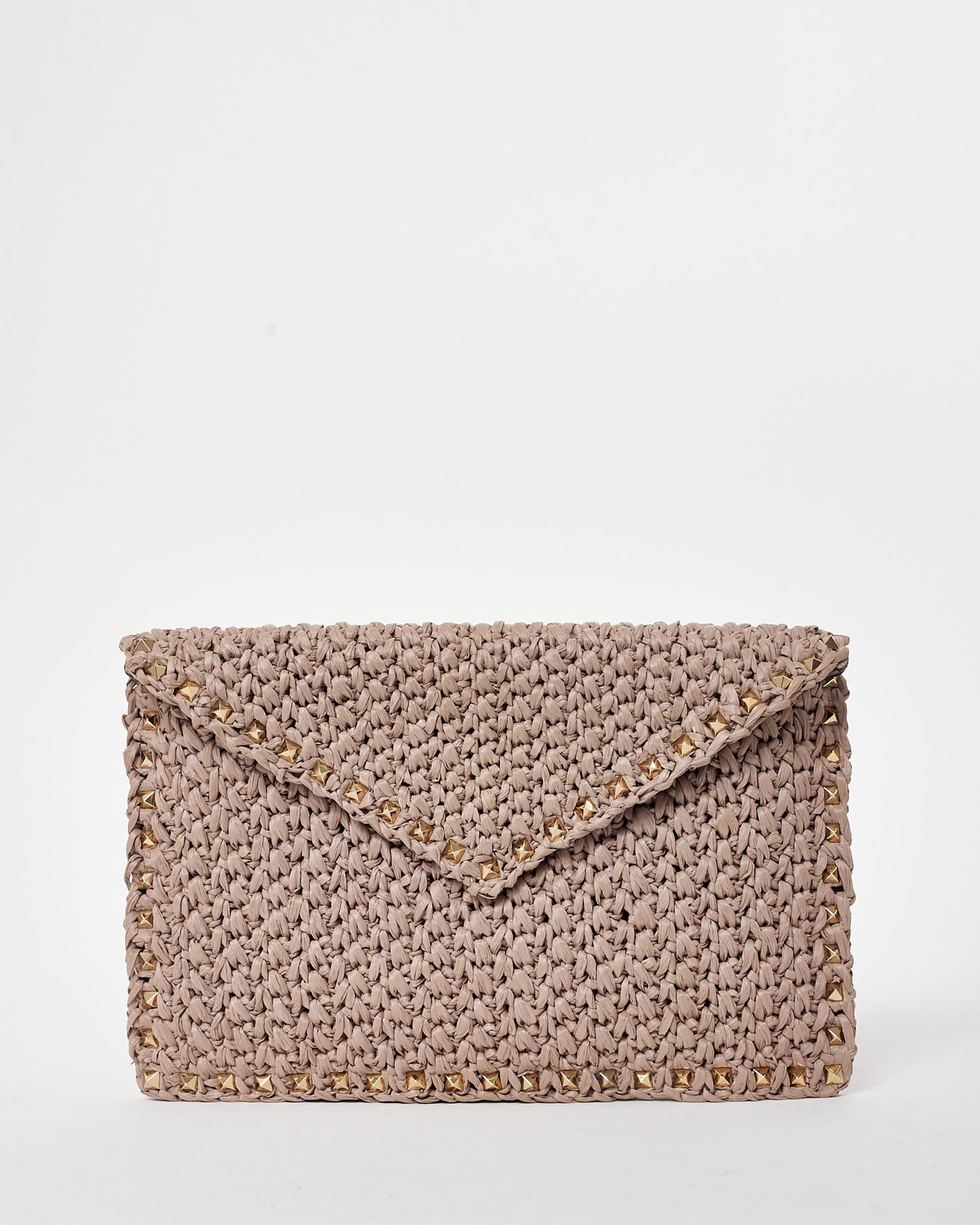 Valentino Beige Raffia Envelope Clutch