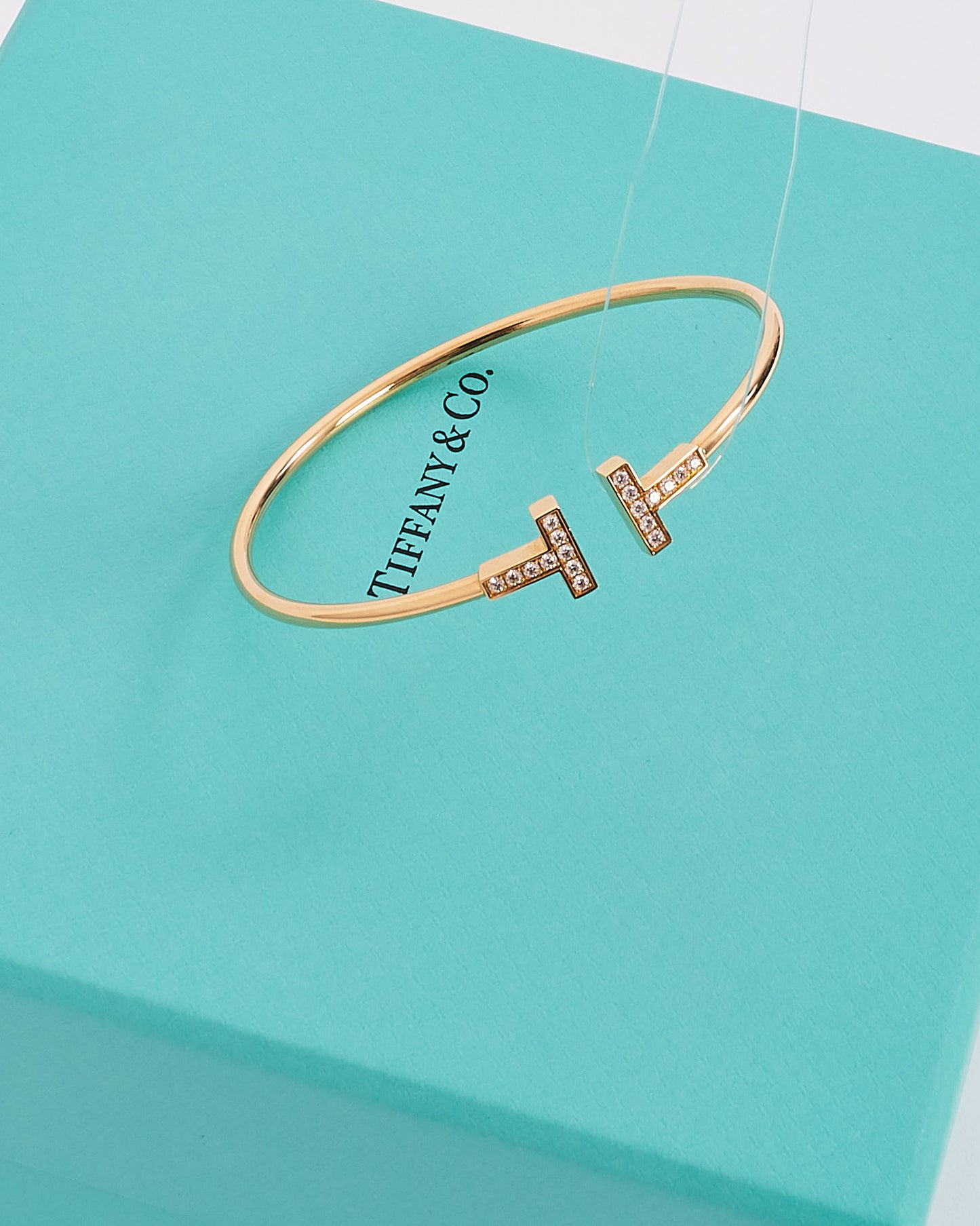 Tiffany & Co. Gold with Diamonds Tiffany T Wire Bracelet