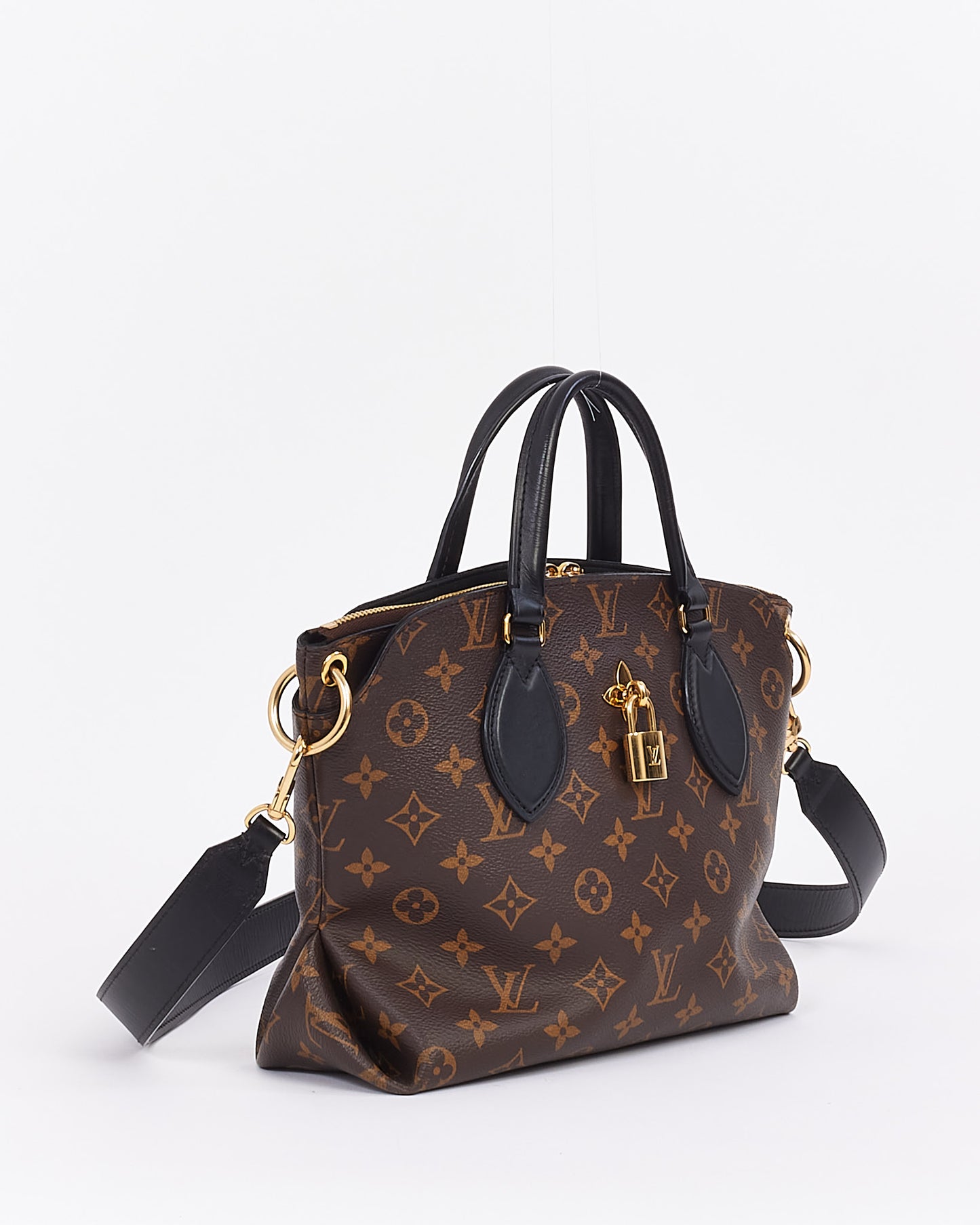 Louis Vuitton Black Monogram Canvas Flower Zip Tote PM Bag