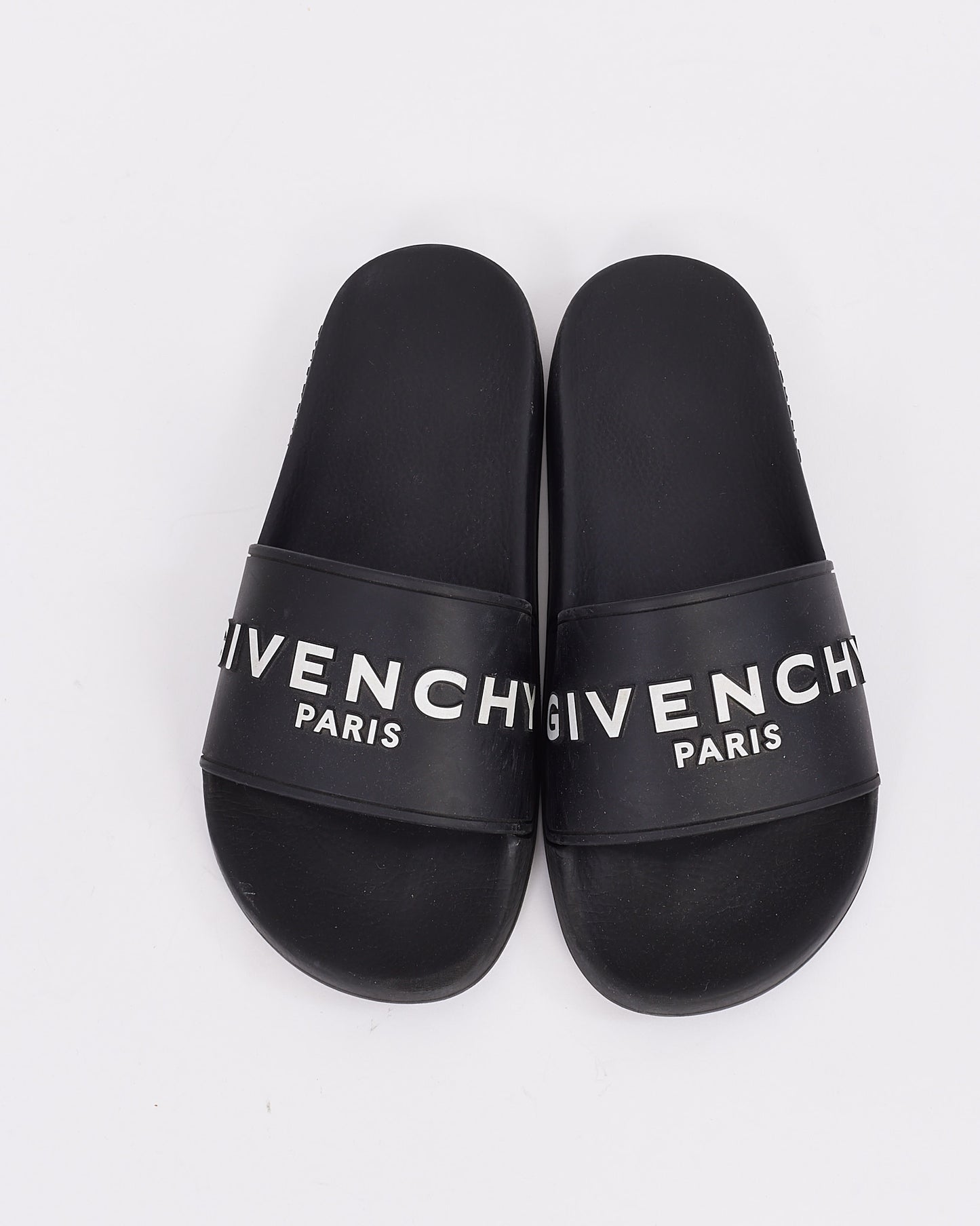 Givenchy Black Rubber Logo Slides - 38