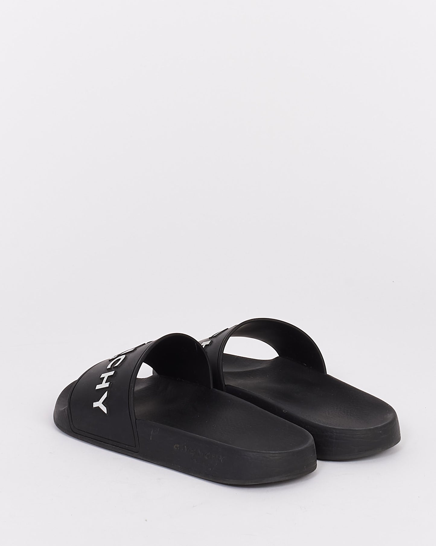 Givenchy Black Rubber Logo Slides - 38