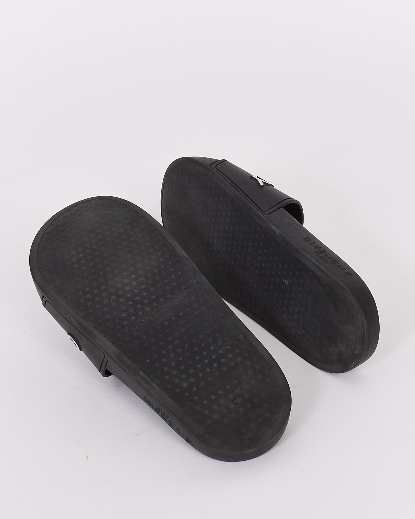 Givenchy Black Rubber Logo Slides - 38